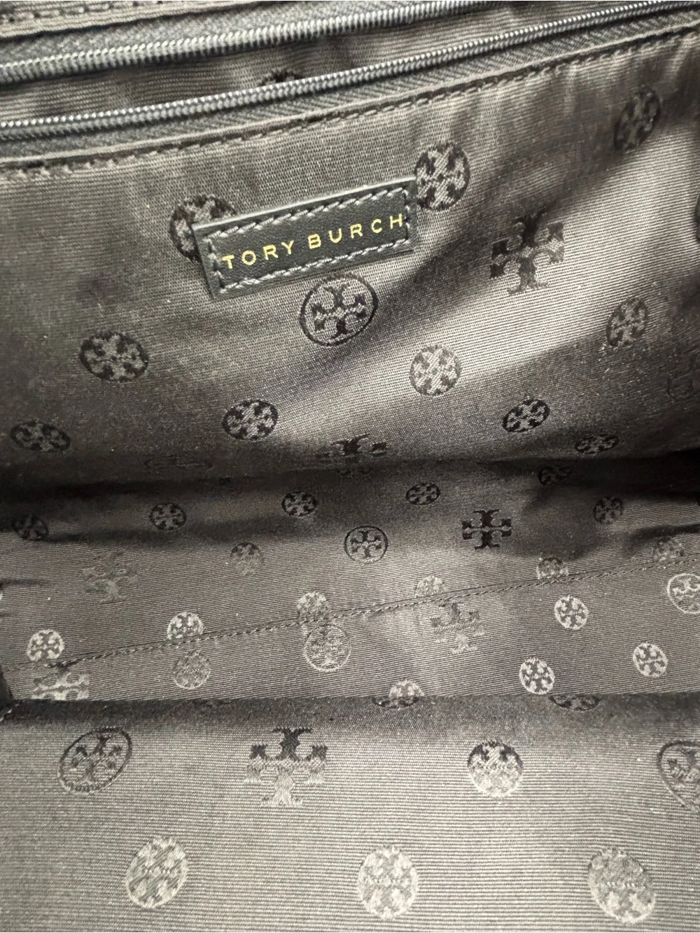 Tory Burch Black Nylon Tote with Gold Hardware